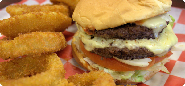 burger-ready Burger with Onion Rings